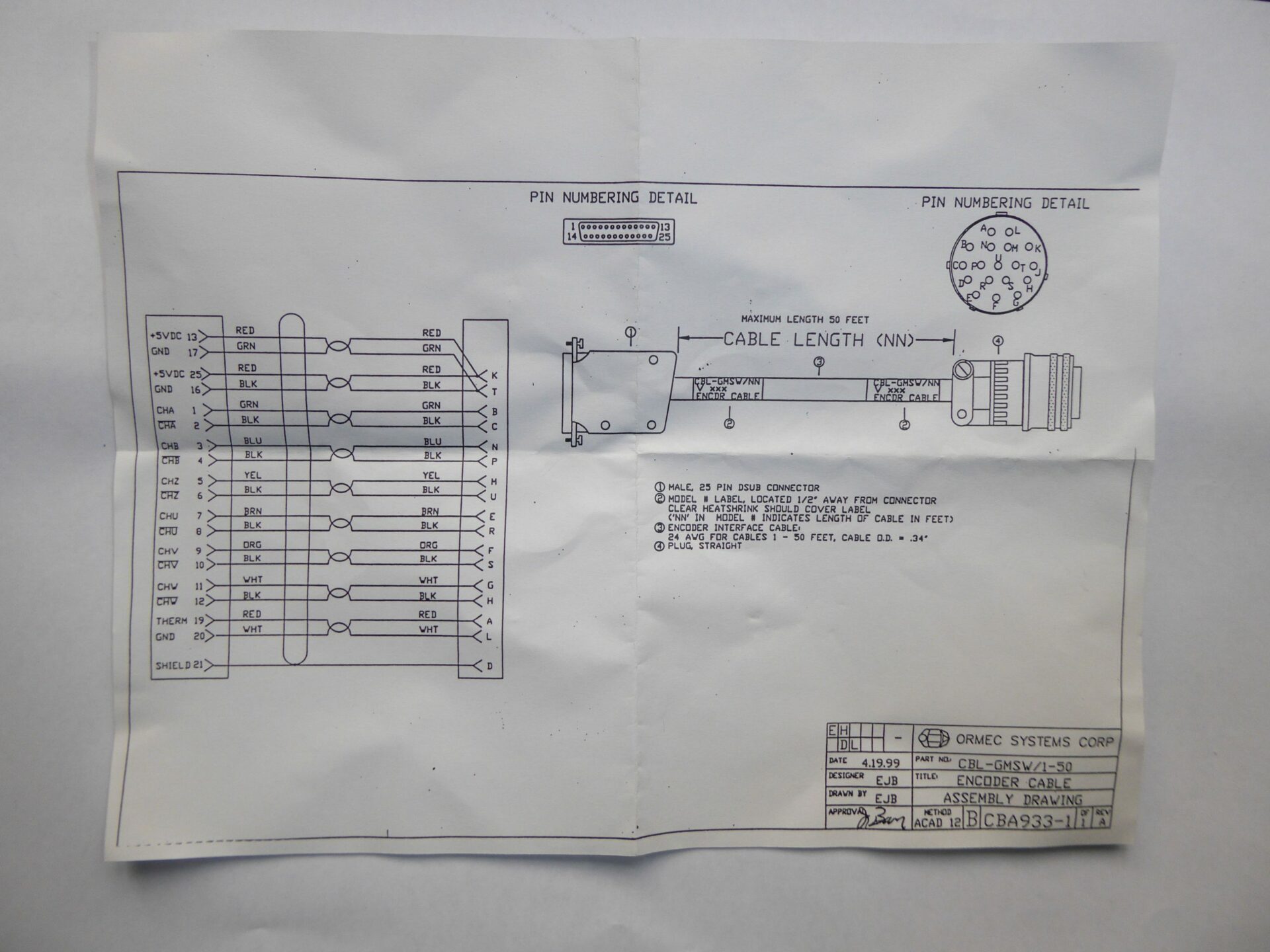 CBL-GMSW/10' 3m encoder cable made by ORMEC USA - Image 3