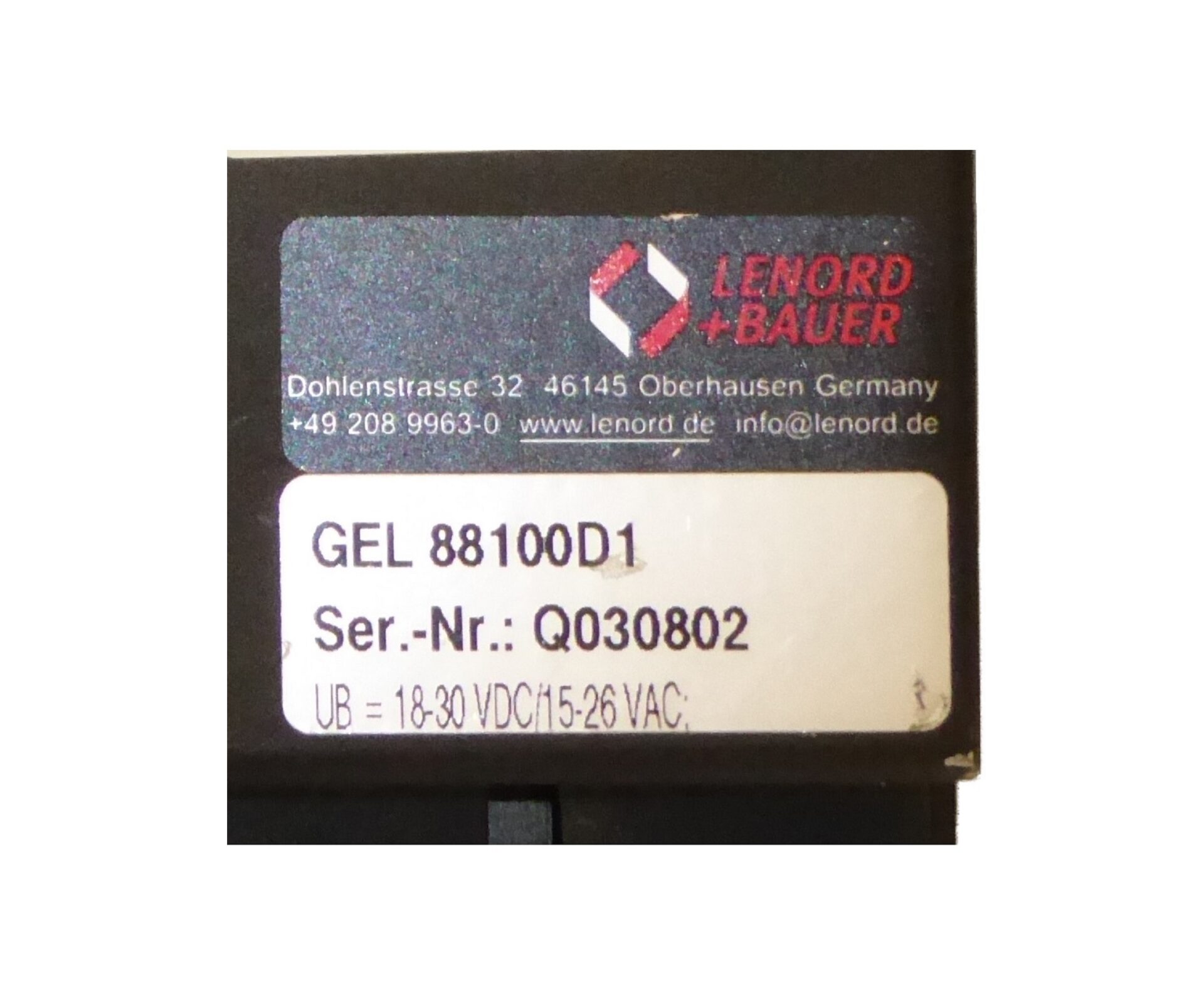 Gel 88100D1 Operating terminal made by Lenord + Bauer. The input Voltage is 18-30V DC 15-26V AC.